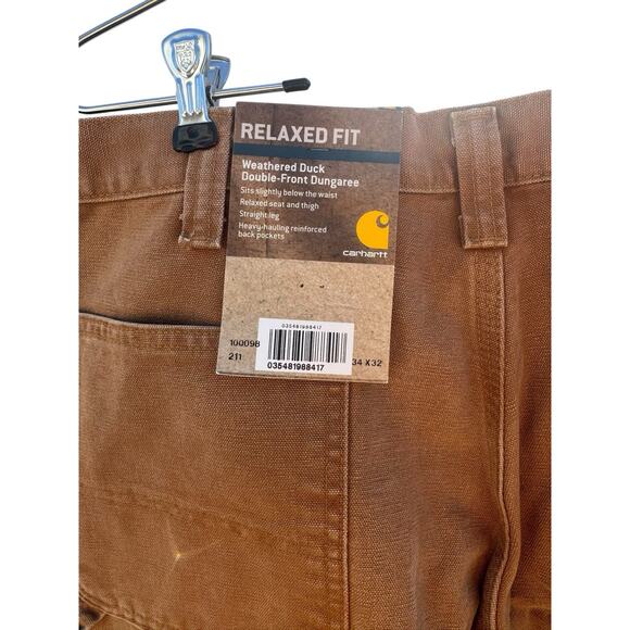 NWT Carhartt 100098-211 Double Front Knee Weathered Duck Relaxed Dungaree 34x32 - Picture 4 of 7